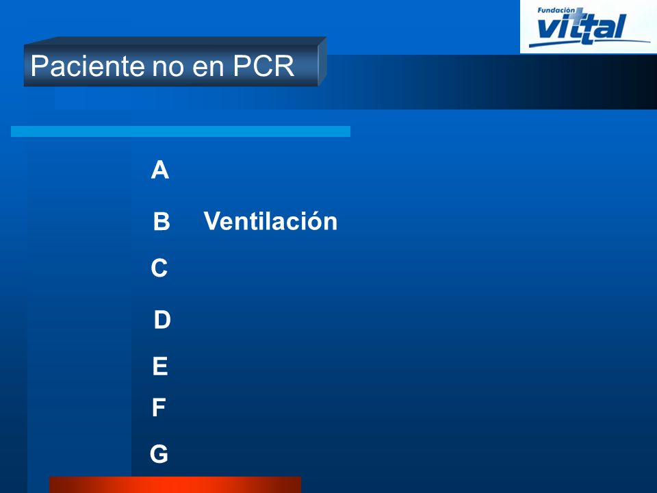 Paciente no en PCR A B Ventilación C D E F G