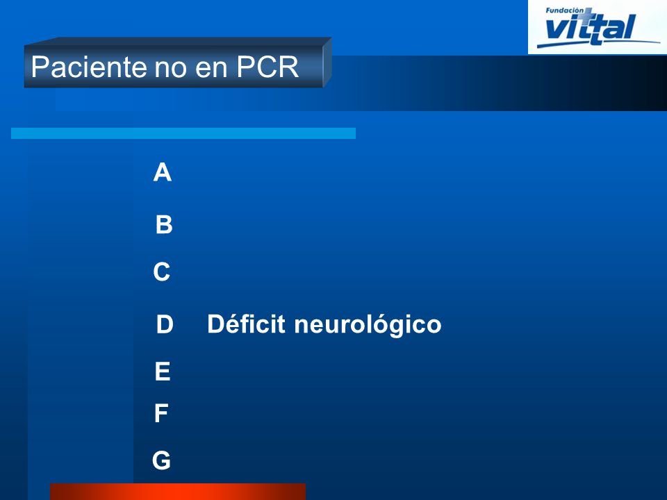 Paciente no en PCR A B C D Déficit neurológico E F G