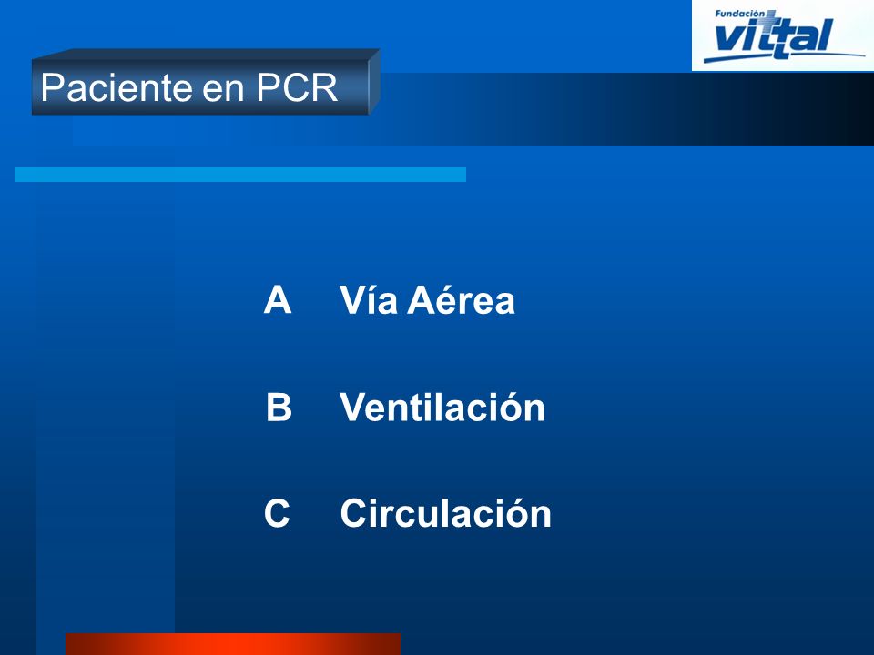 Paciente en PCR A Vía Aérea B Ventilación C Circulación