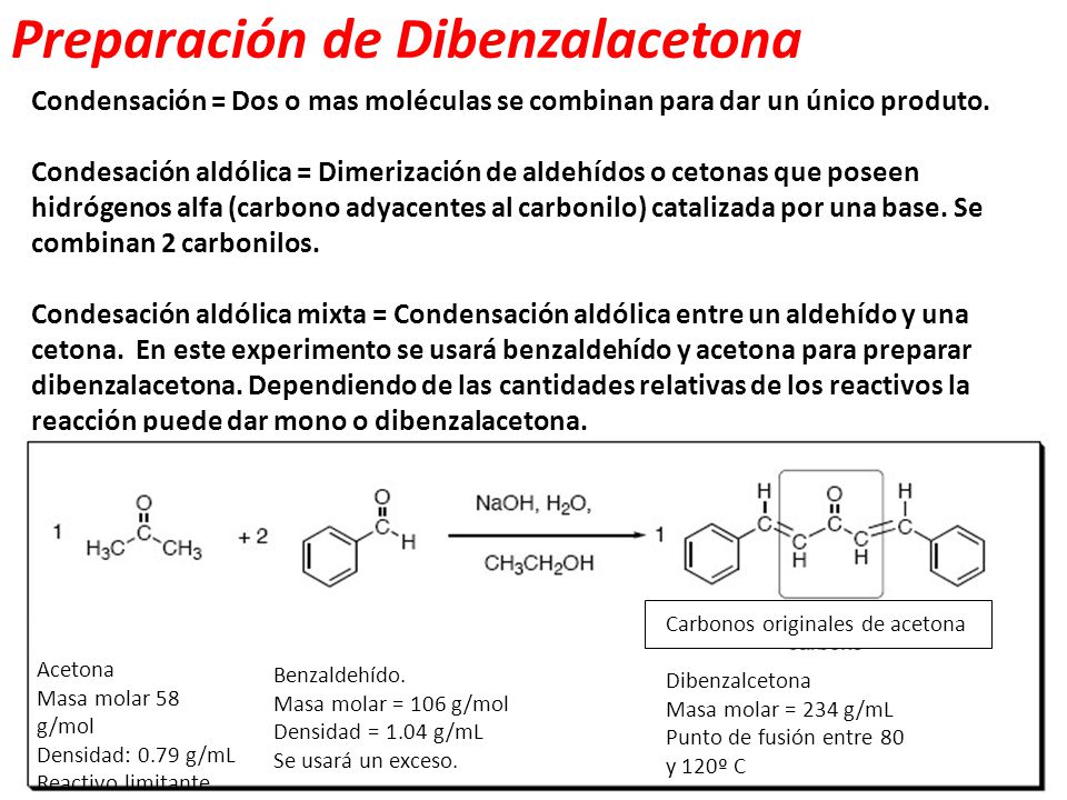 Preparación de Dibenzalacetona