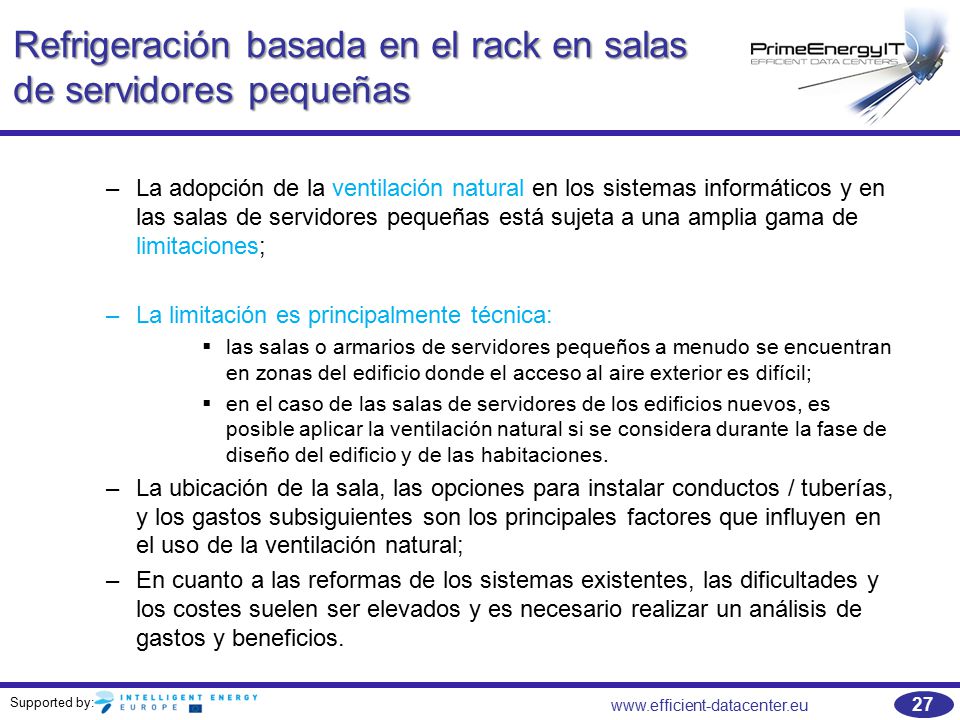 Refrigeración basada en el rack en salas de servidores pequeñas