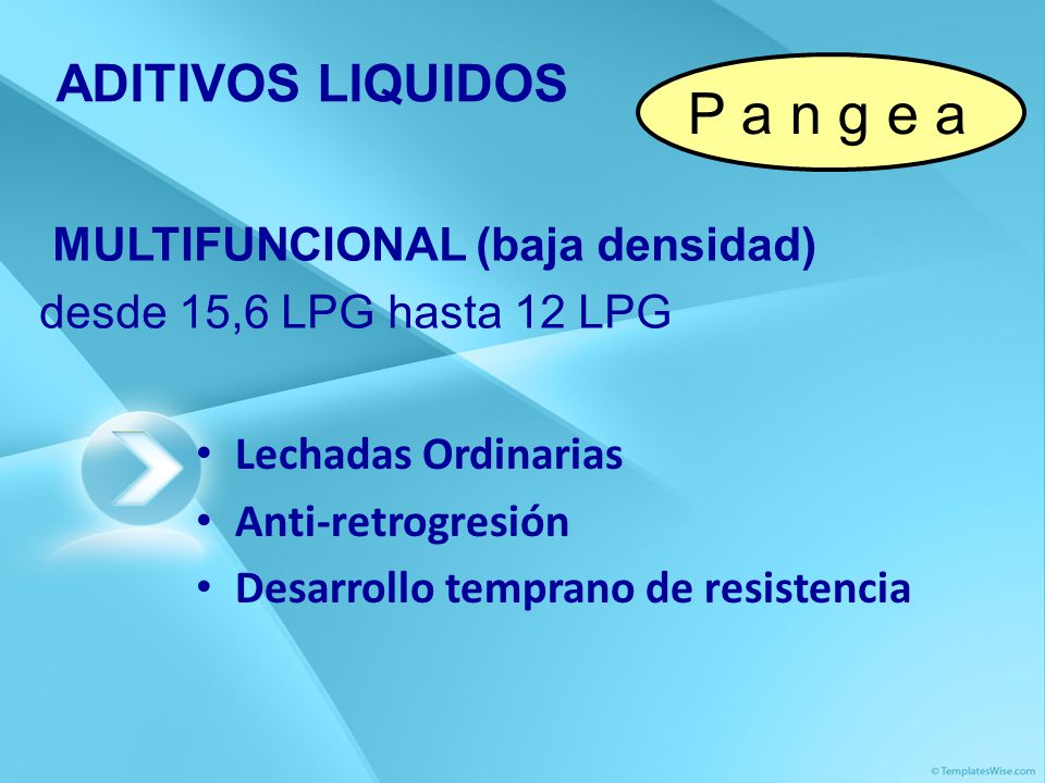 P a n g e a ADITIVOS LIQUIDOS MULTIFUNCIONAL (baja densidad)