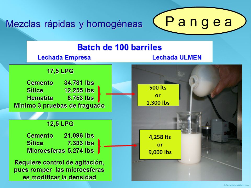 P a n g e a Mezclas rápidas y homogéneas Batch de 100 barriles