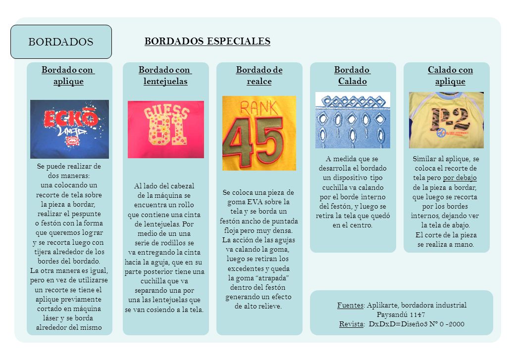 BORDADOS BORDADOS ESPECIALES Bordado con aplique Bordado con