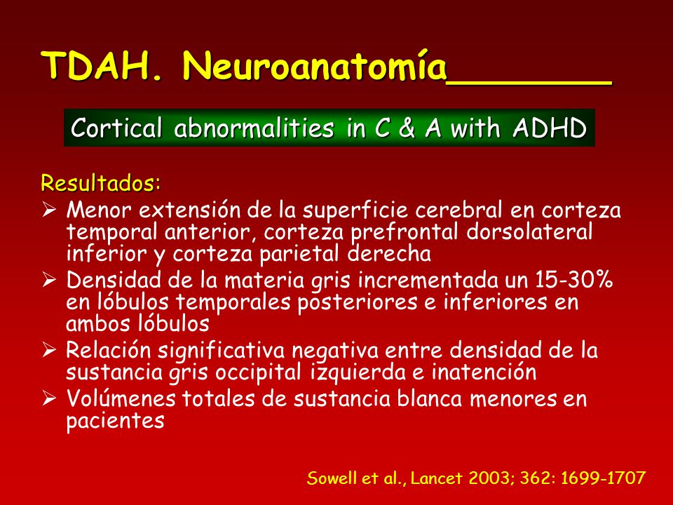 Cortical abnormalities in C & A with ADHD