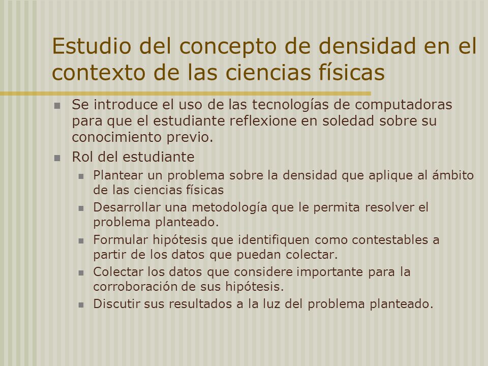 Estudio del concepto de densidad en el contexto de las ciencias físicas