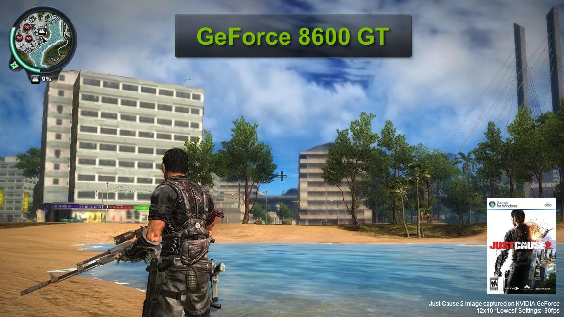 GeForce 8600 GT Just Cause 2 image captured on NVIDIA GeForce