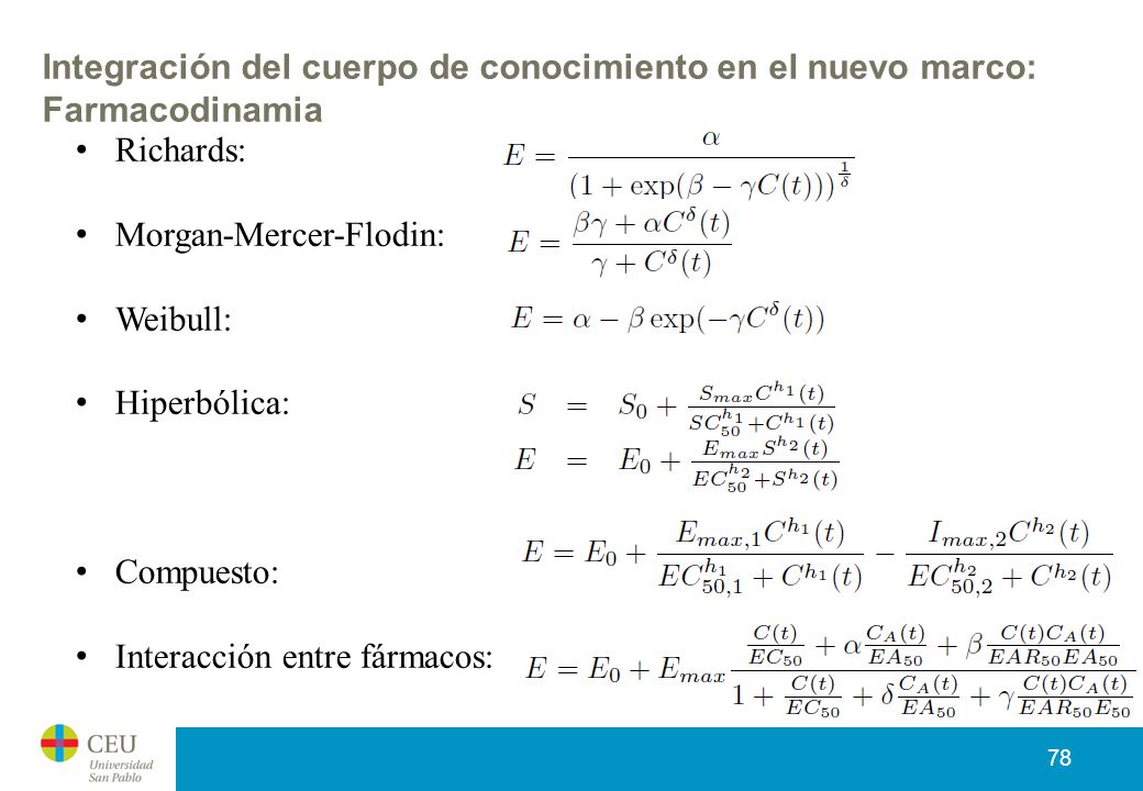 Integración del cuerpo de conocimiento en el nuevo marco: Farmacodinamia