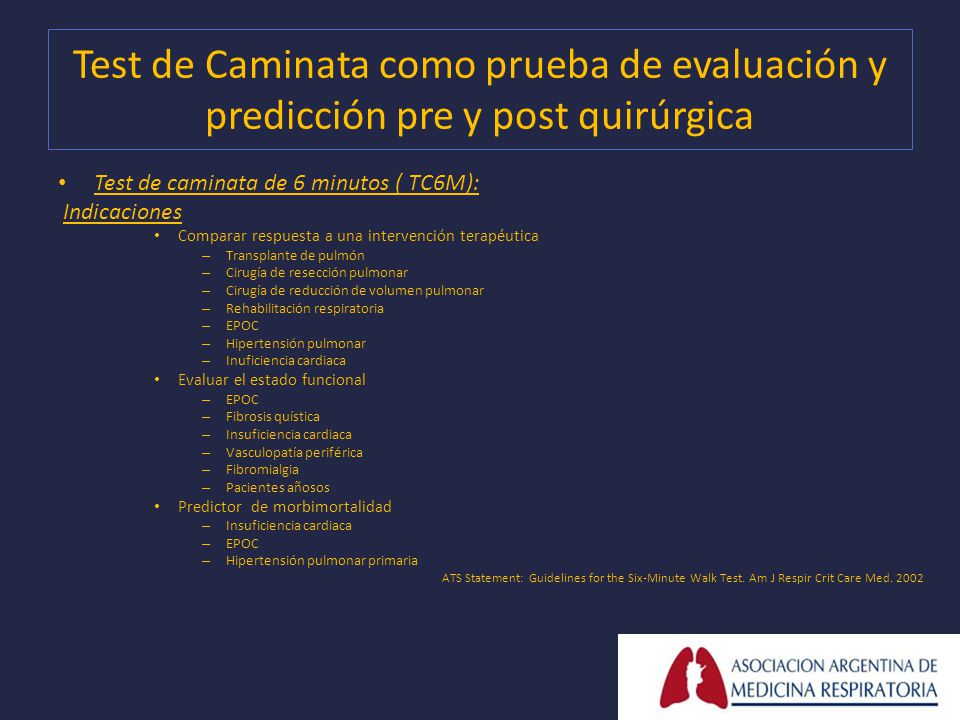 Test de Caminata como prueba de evaluación y predicción pre y post quirúrgica