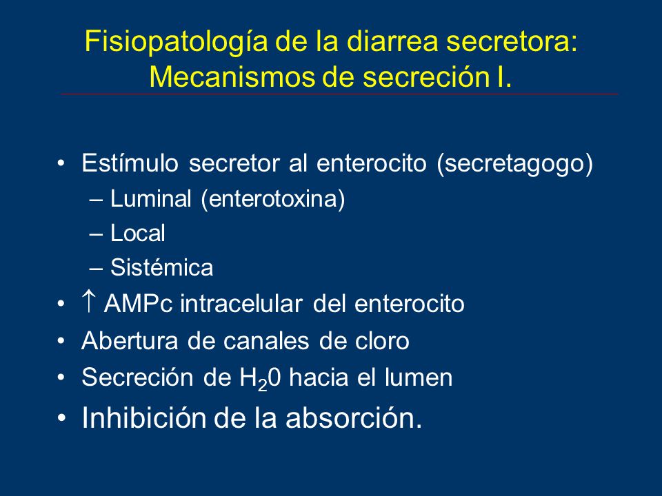 Fisiopatología de la diarrea secretora: Mecanismos de secreción I.