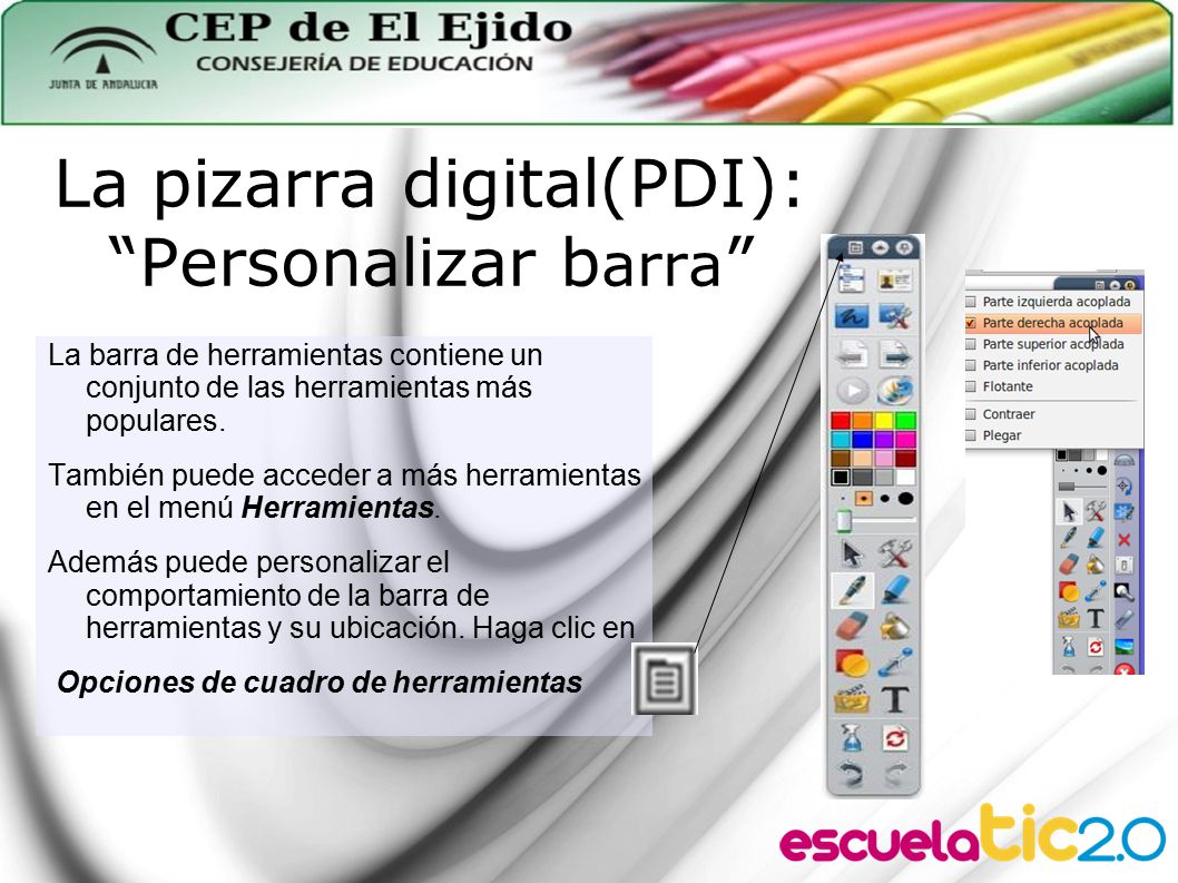 La pizarra digital(PDI): Personalizar barra