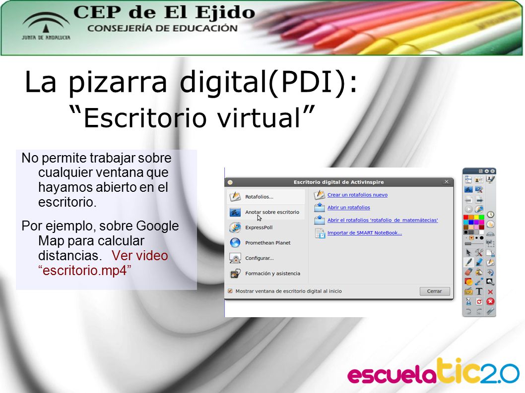 La pizarra digital(PDI): Escritorio virtual