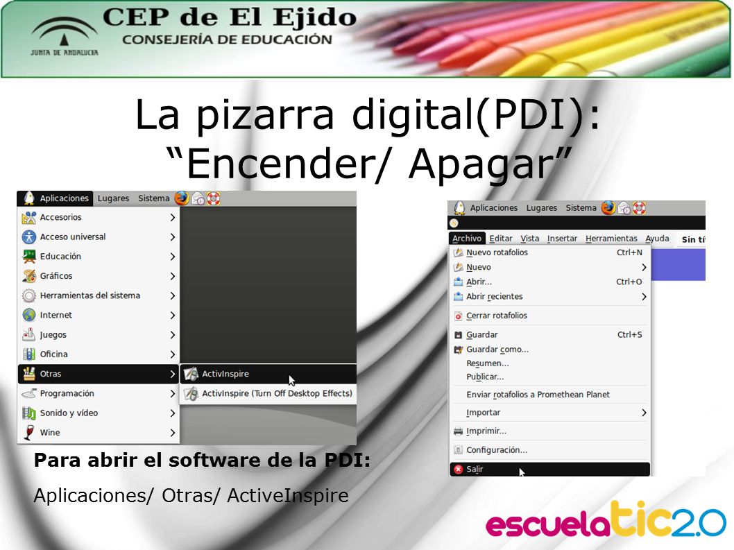 La pizarra digital(PDI): Encender/ Apagar