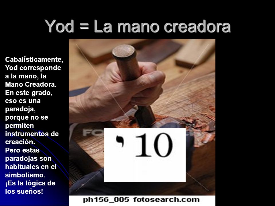 Yod = La mano creadora Cabalísticamente, Yod corresponde a la mano, la