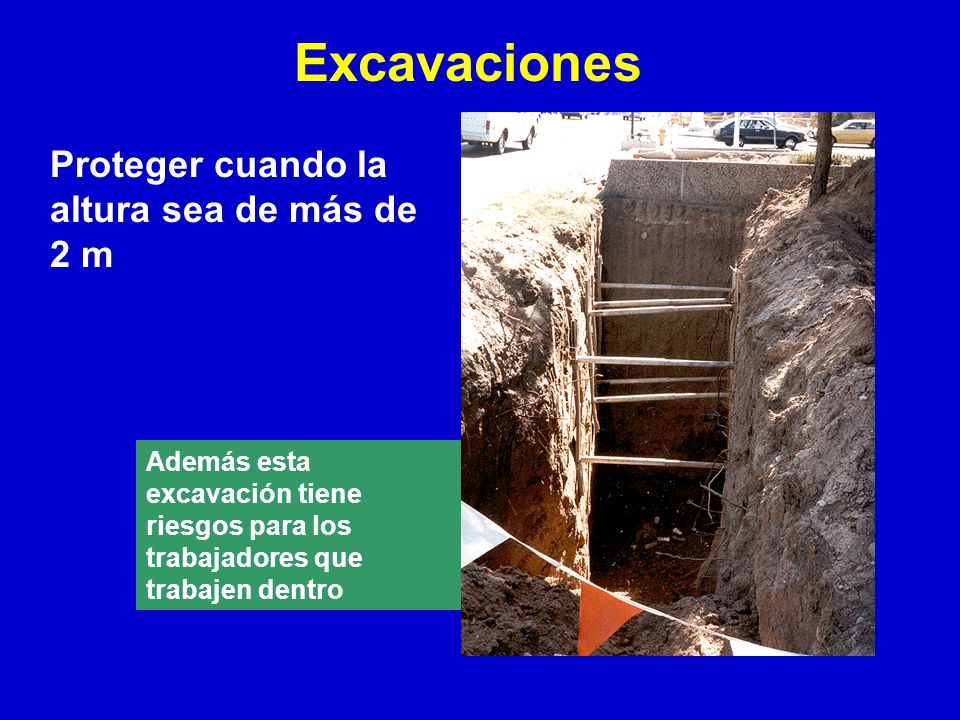 Excavaciones Proteger cuando la altura sea de más de 2 m