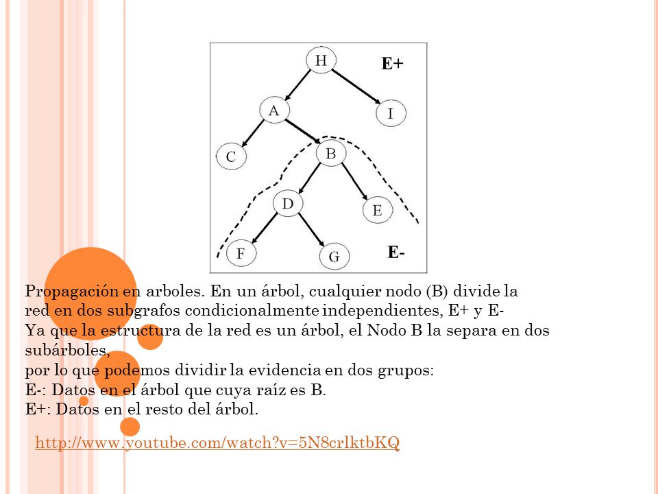 Propagación en arboles. En un árbol, cualquier nodo (B) divide la