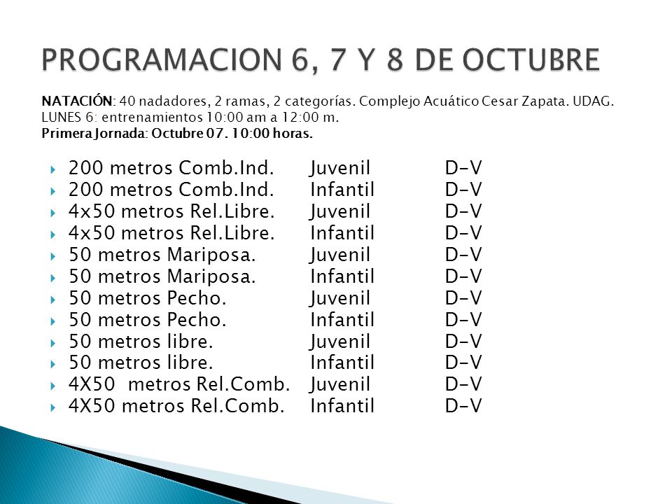 PROGRAMACION 6, 7 Y 8 DE OCTUBRE