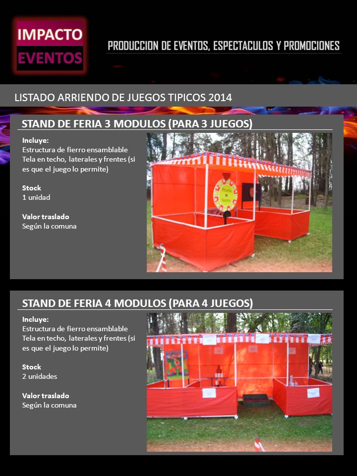 LISTADO ARRIENDO DE JUEGOS TIPICOS 2014