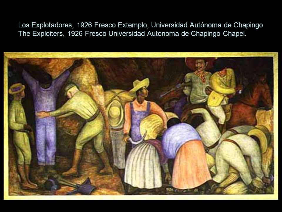 Los Explotadores, 1926 Fresco Extemplo, Universidad Autónoma de Chapingo The Exploiters, 1926 Fresco Universidad Autonoma de Chapingo Chapel.