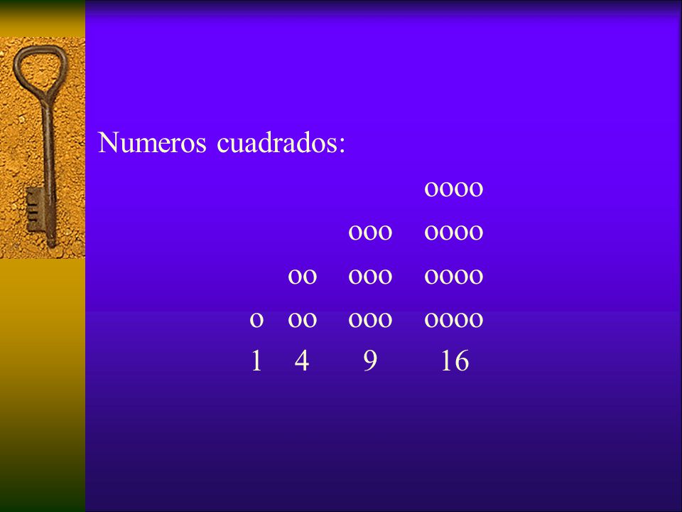 Numeros cuadrados: oooo ooo oooo oo ooo oooo o oo ooo oooo