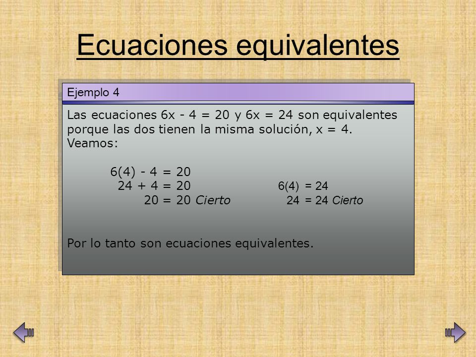Ecuaciones equivalentes