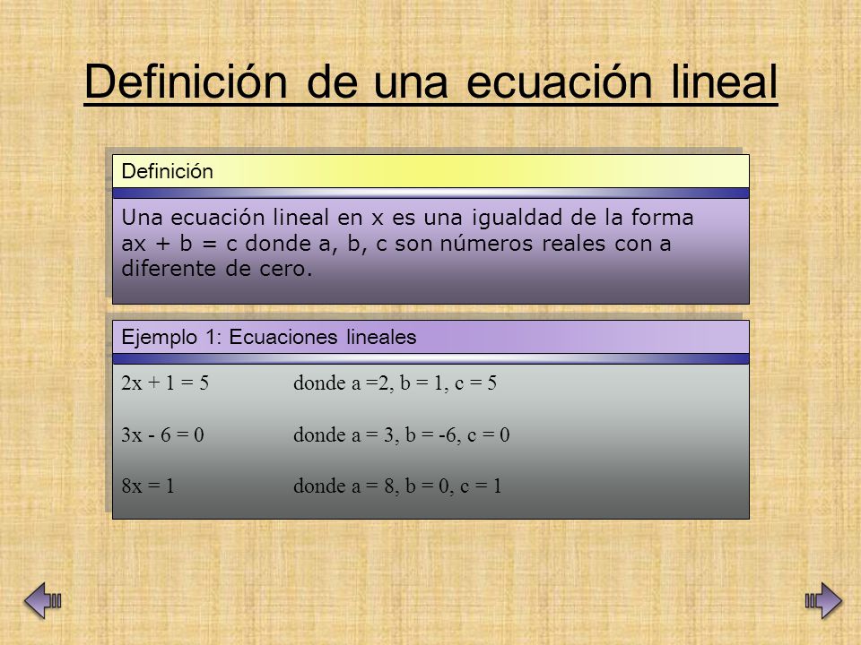 Definición de una ecuación lineal