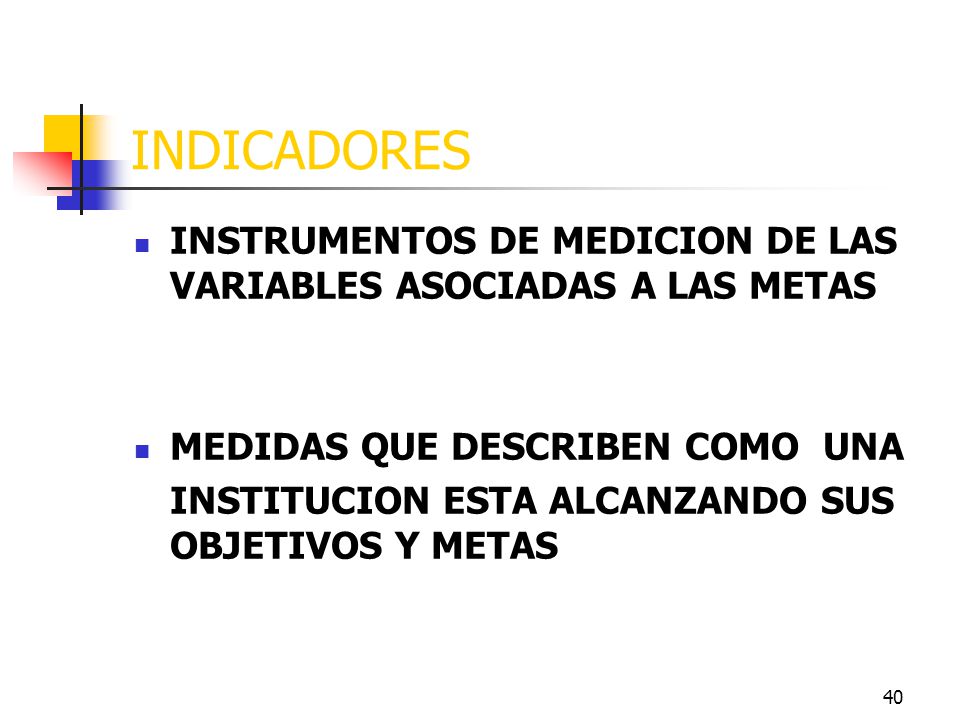 INDICADORES INSTRUMENTOS DE MEDICION DE LAS VARIABLES ASOCIADAS A LAS METAS. MEDIDAS QUE DESCRIBEN COMO UNA.