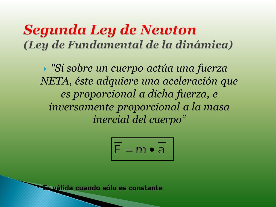 Segunda Ley de Newton (Ley de Fundamental de la dinámica)