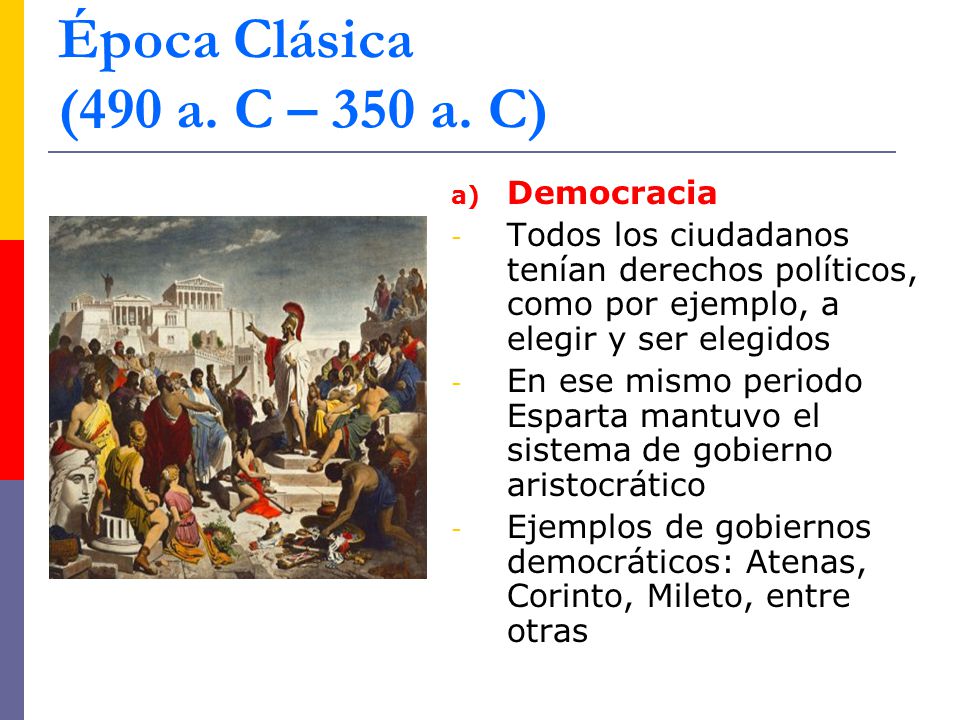 Época Clásica (490 a. C – 350 a. C) Democracia