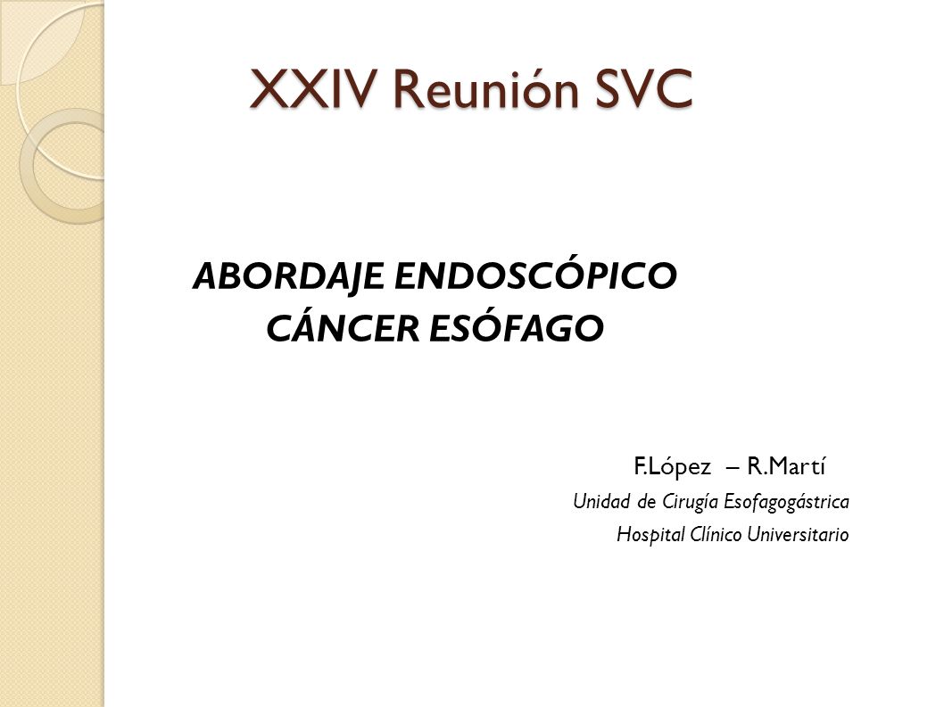 XXIV Reunión SVC ABORDAJE ENDOSCÓPICO CÁNCER ESÓFAGO F.López – R.Martí