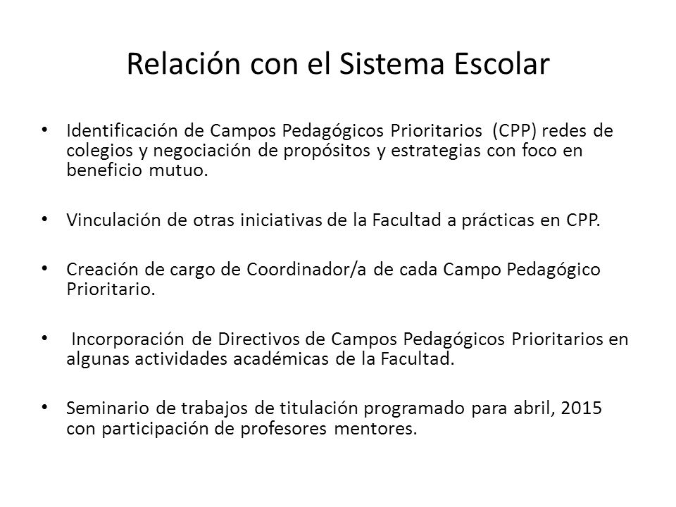 Relación con el Sistema Escolar