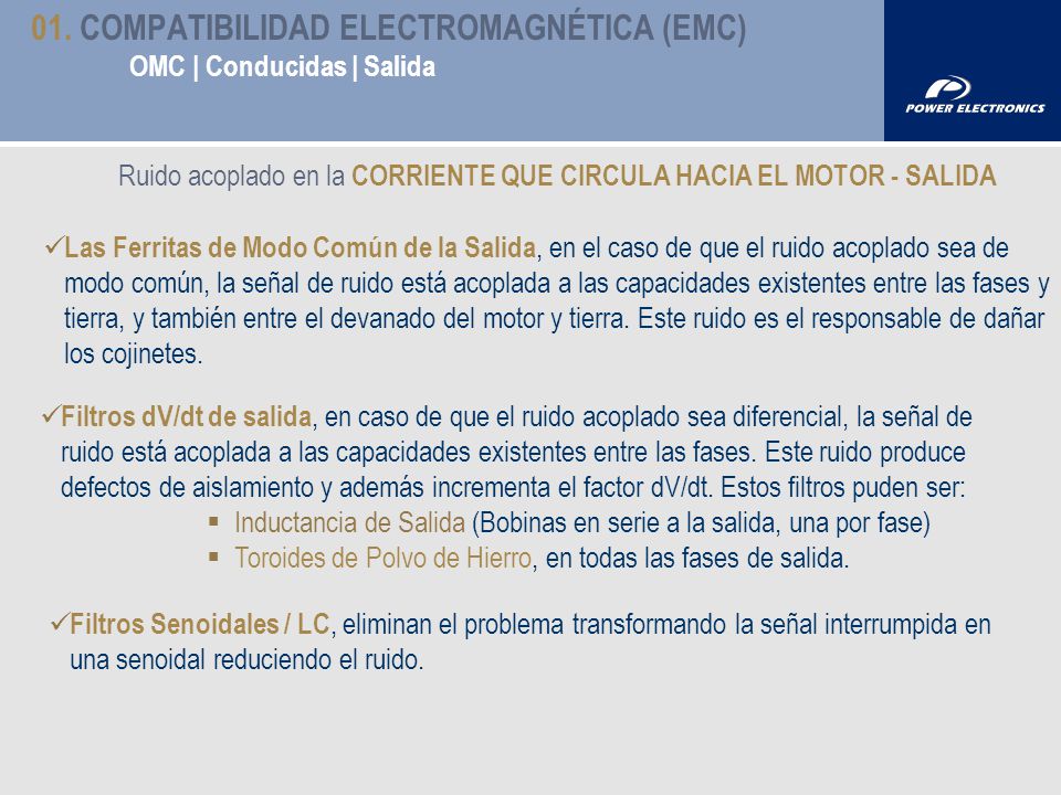 01. COMPATIBILIDAD ELECTROMAGNÉTICA (EMC) OMC | Conducidas | Salida