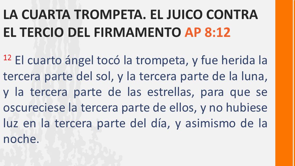 La cuarta trompeta. El juico contra el tercio del firmamento Ap 8:12