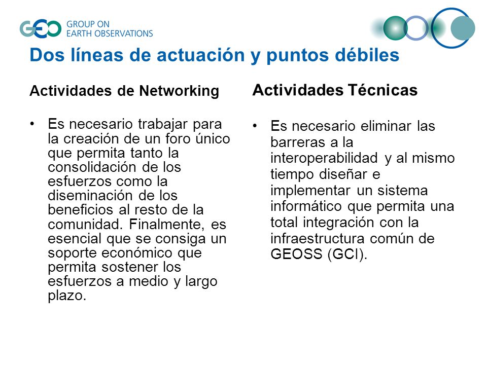 Dos líneas de actuación y puntos débiles
