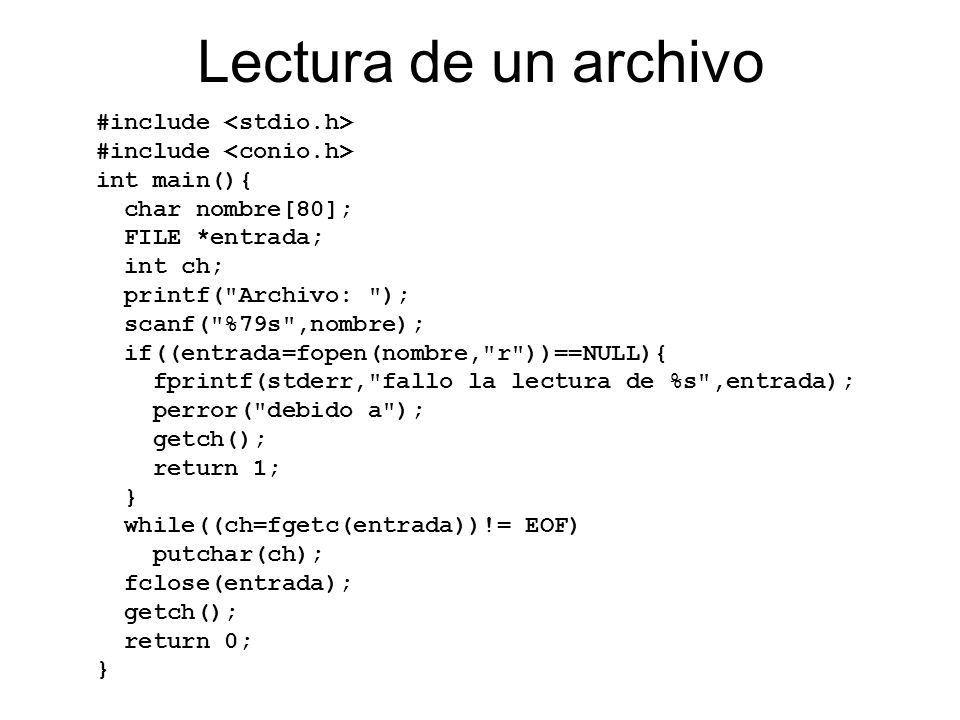 Lectura de un archivo #include <stdio.h>