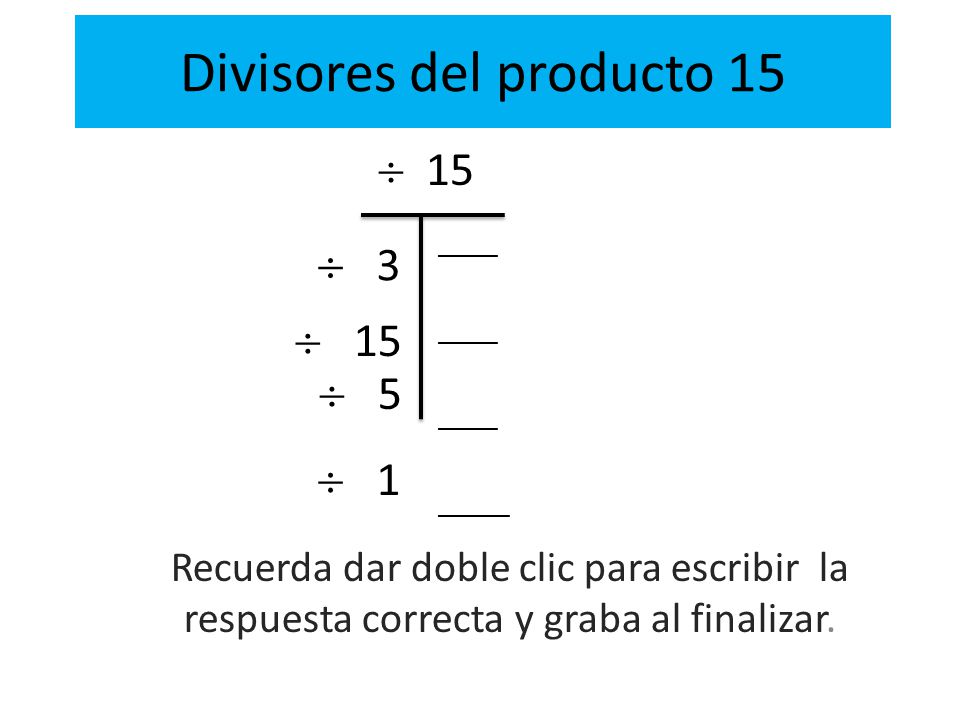 Divisores del producto 15