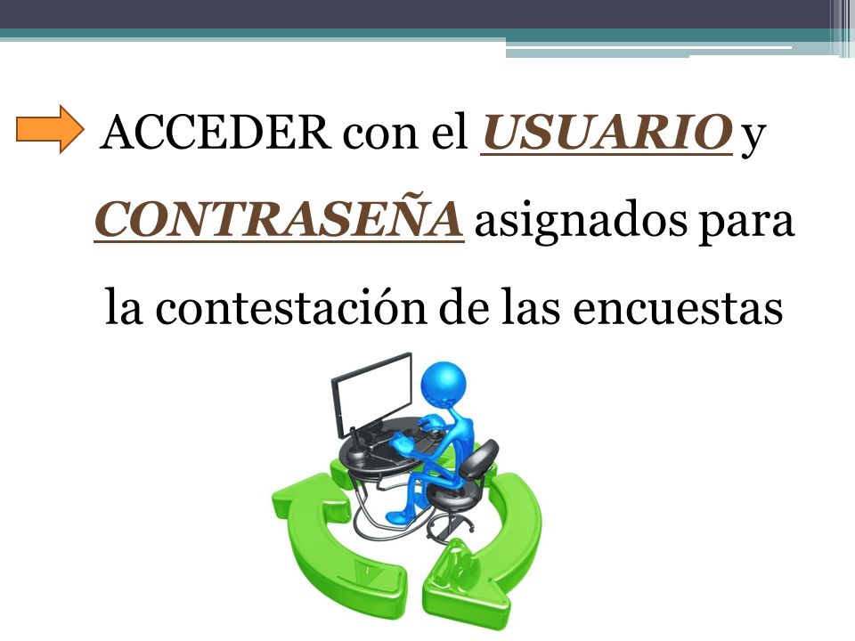 ACCEDER con el USUARIO y CONTRASEÑA asignados para la contestación de las encuestas