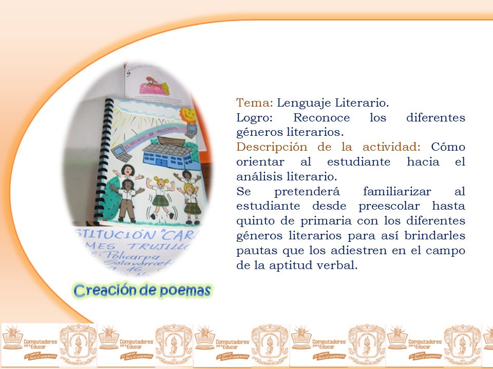Creación de poemas Tema: Lenguaje Literario.