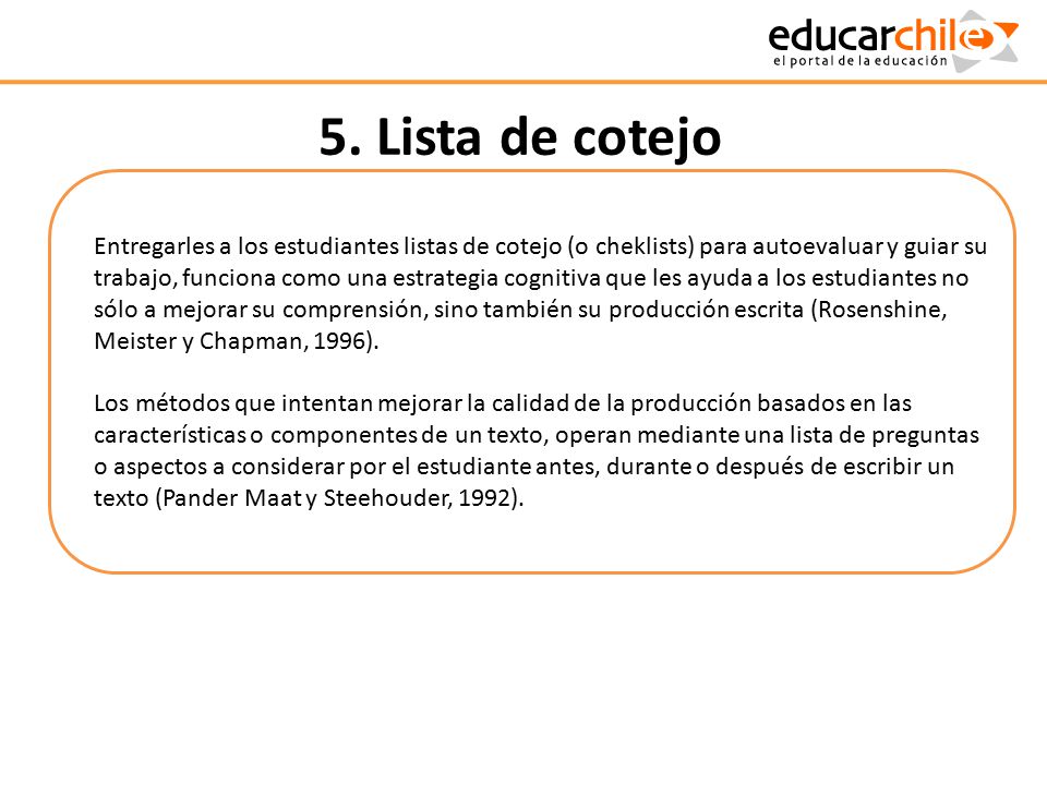 5. Lista de cotejo