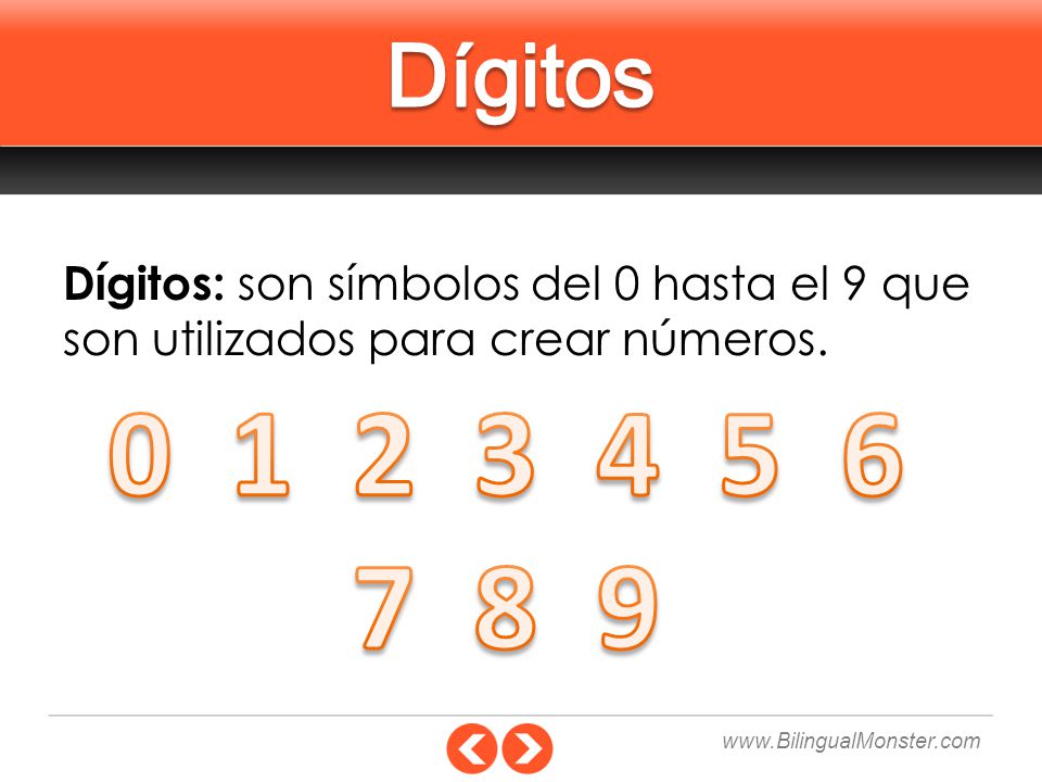 Dígitos Dígitos: son símbolos del 0 hasta el 9 que son utilizados para crear números