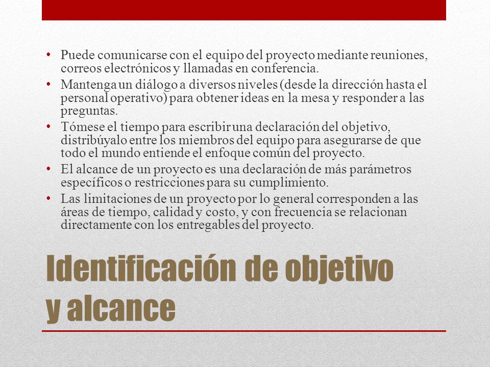 Identificación de objetivo y alcance