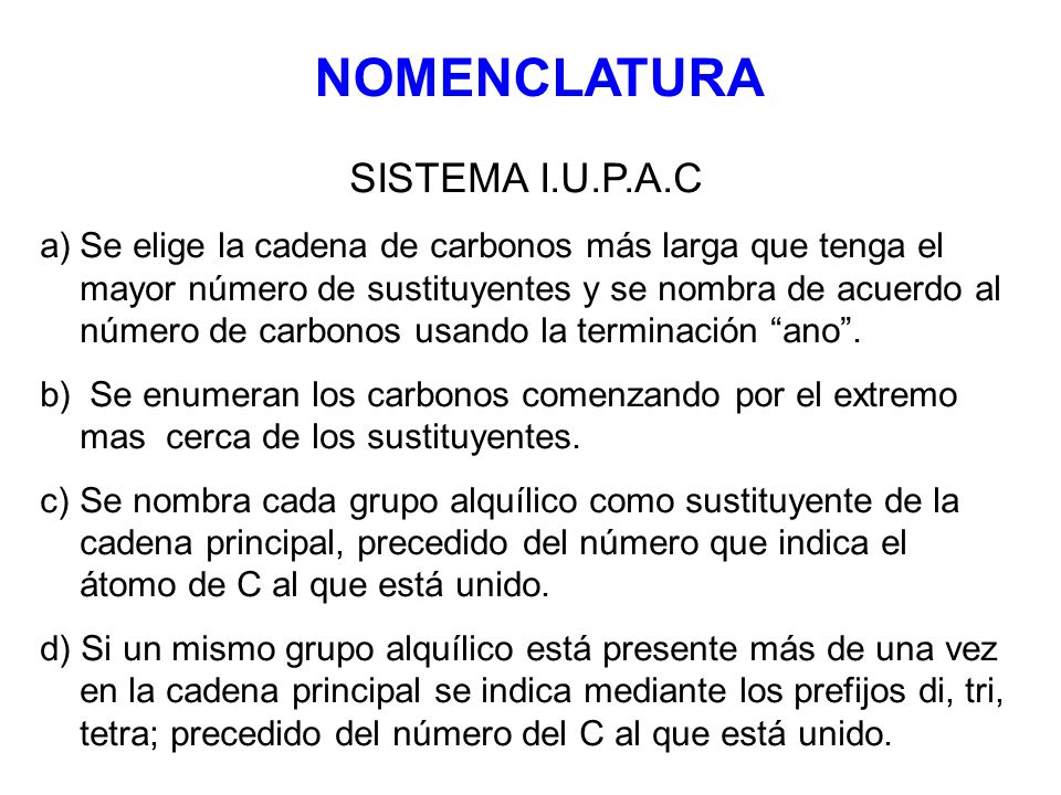 NOMENCLATURA SISTEMA I.U.P.A.C