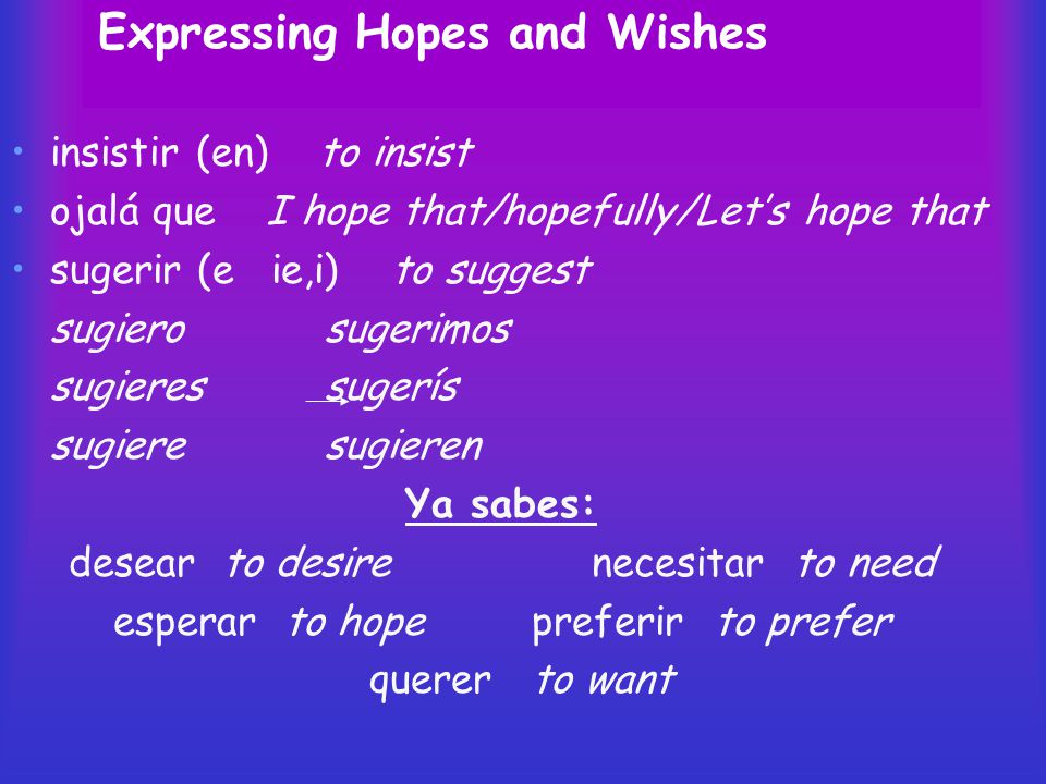 Expressing Hopes and Wishes