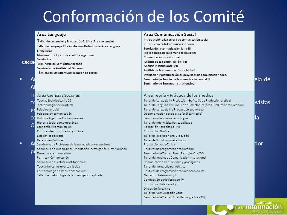 Conformación de los Comité Evaluadores