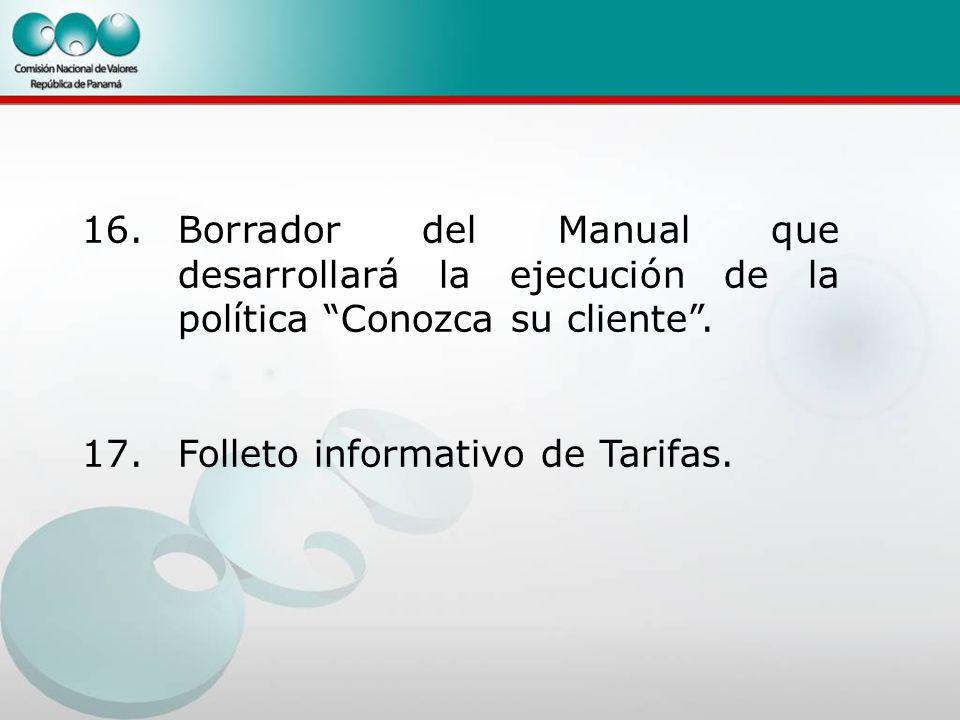 16. Borrador del Manual que. desarrollará la ejecución de la