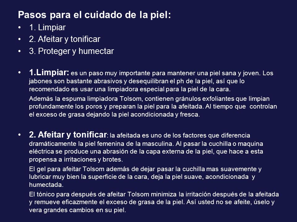 Pasos para el cuidado de la piel: