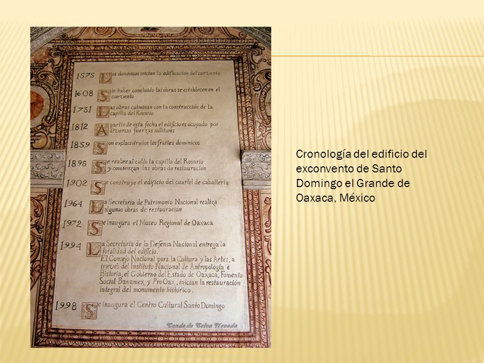 Cronología del edificio del exconvento de Santo Domingo el Grande de Oaxaca, México