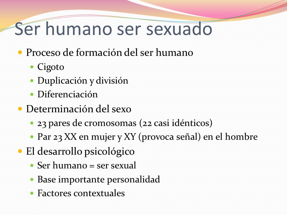 Ser humano ser sexuado Proceso de formación del ser humano