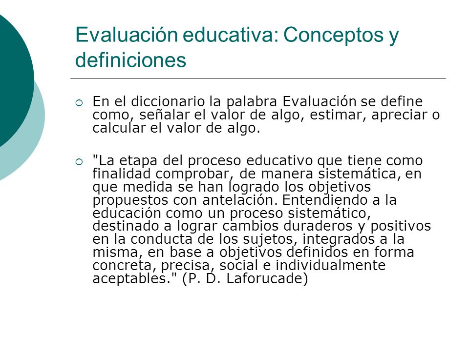 Evaluación educativa: Conceptos y definiciones