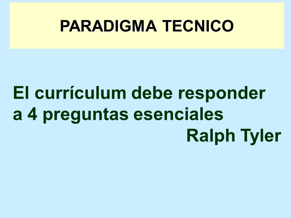 El currículum debe responder a 4 preguntas esenciales Ralph Tyler